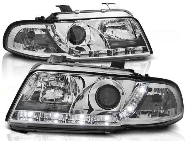 LED Tagfahrlicht Design Scheinwerfer für Audi A4 B5 94-98 chrom
